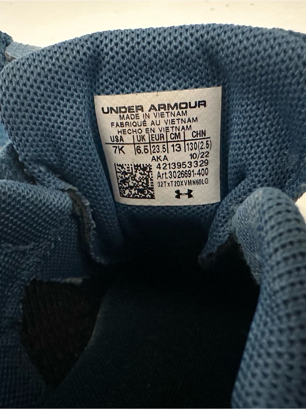 Under Armour Kids Navy with Neon Yellow Accent Athletic Sneakers - Picture 2 of 3